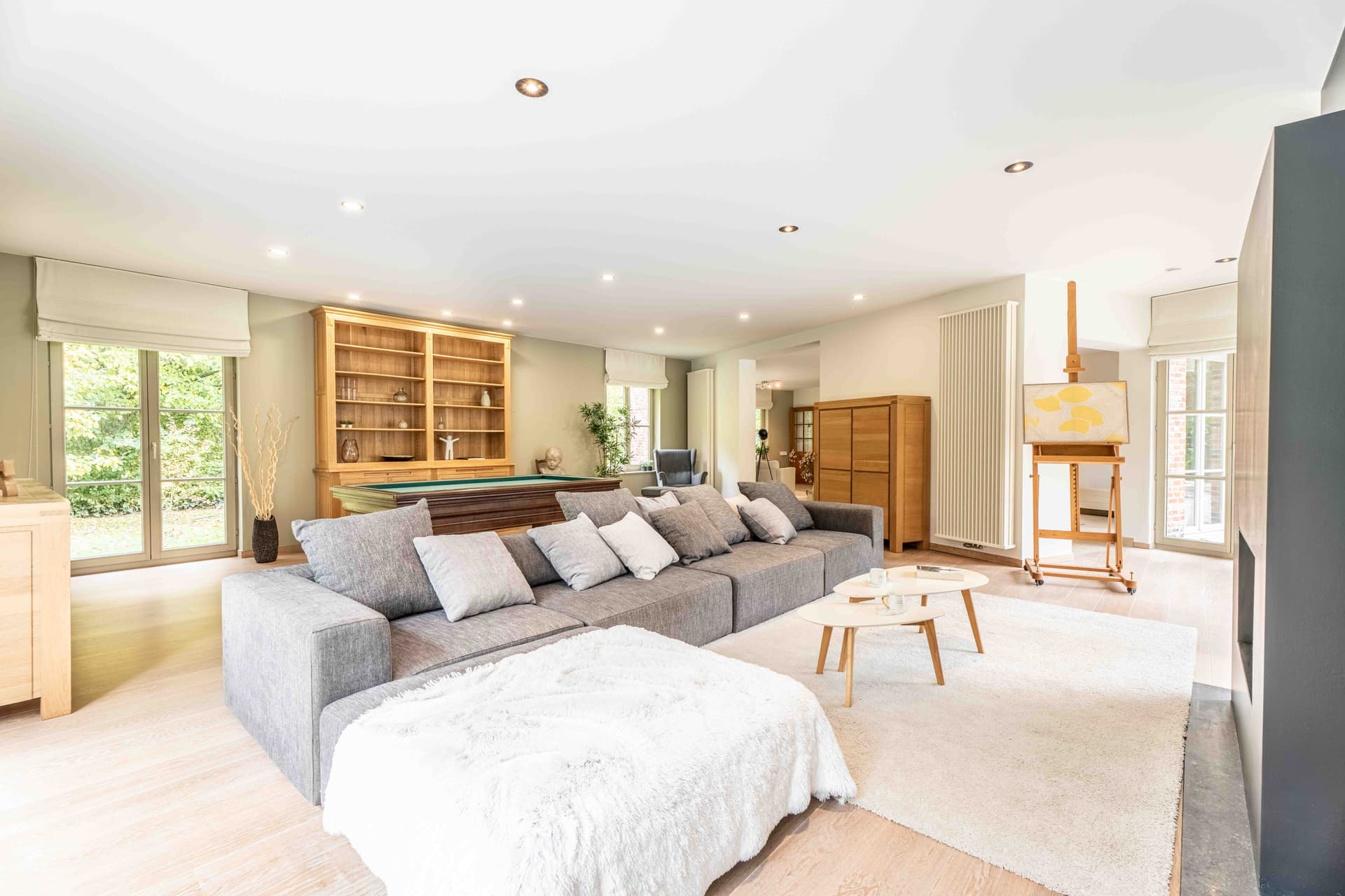 Woonkamer na styling met meubels en accessoires
